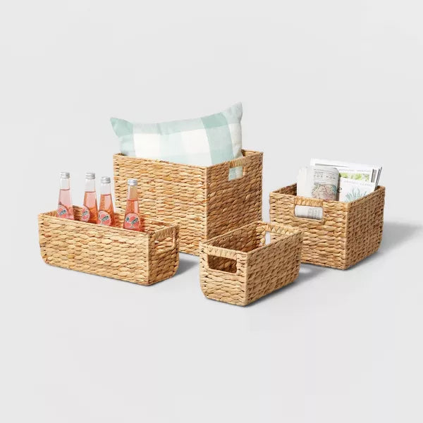 Woven Water Hyacinth Rectangular Basket